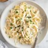 Alfrado Pasta With Garlic Bread